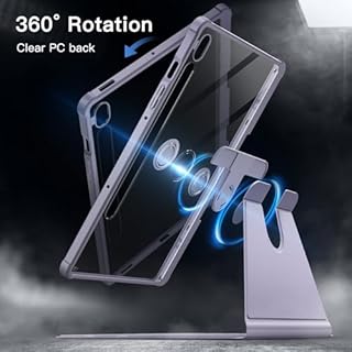 JETech Custodia Rotante per Samsung Galaxy Tab S10 Lite / S10 FE / S9 FE 10,9 Pollici / S9 11 Pollici con S Pen Holder, 360 Gradi Rotazione Protettiva Supporto Cover Chiaro Retro (Lavanda)