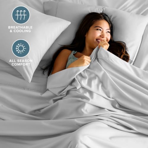 Bare Home Sheet Set 1800 Ultra-Soft with 2 Pillowcases (Twin, Cloud Grey) by Bare Home - Used condition - Image 2