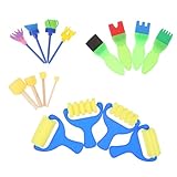 EXCEART 16個アート用絵画スポンジブラシ 軽量プラスチック 柔らかスポンジ素材 子供向け絵画道具 手に馴染みやすく創造力刺激 学校教材 落書き用