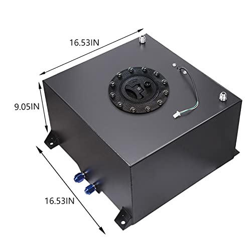 GSTP Universal 10 Gallon 40L Fuel Cell Tank with Cap and Level Sender Polished Aluminum Black