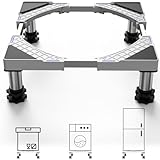 SEISSO Mini Fridge Stand Height 7'-8.6'. Adjustable Dolly Washing Machine Stand with 4 Stainless Steel Feet, Max Load 770LB. Universal Stand for Refrigerator, Washer and Dryer. ﻿