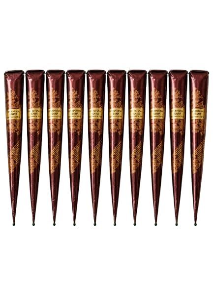 100% Natural Henna Mehndi Cone Pack of 6 | Ready to Use Herbal Mehndi Cones | Chemical Free Natural Henna Paste for Bridal, Wedding, Karwa Chauth, Eid, Teej & Festival Hand Body Art (PACK OF 12)-image-36
