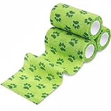 Geiserailie 3 Pack No Chew Vet Bandage, Bitter Self Adhesive Bandage for Pets to Prevent Chewing, Breathable and Elastic, Suitable for Outdoor Activities, Prevent Injuries(4inch x 15yd)