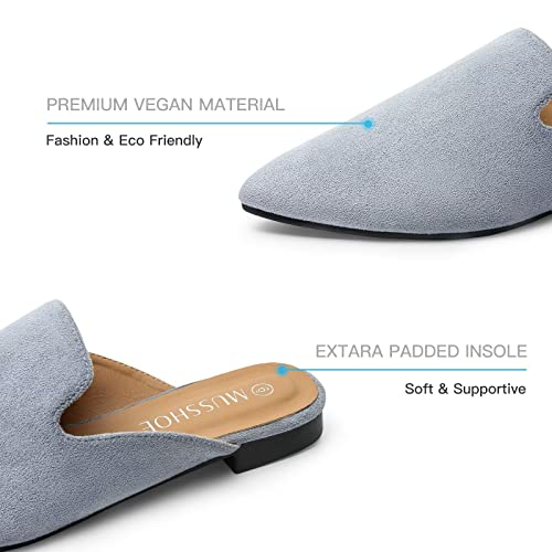 Musshoe Mules For Women Flats Comfortable Pointed Toe Women Mules,Grey 8.5 #TOP3