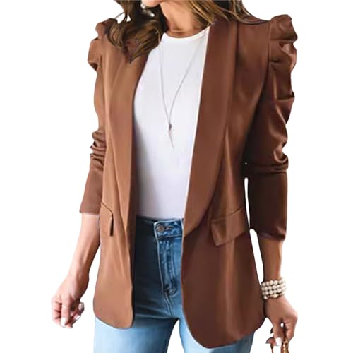 Blazer Casual da Donna Primavera Autunno, a Sbuffo, a Maniche