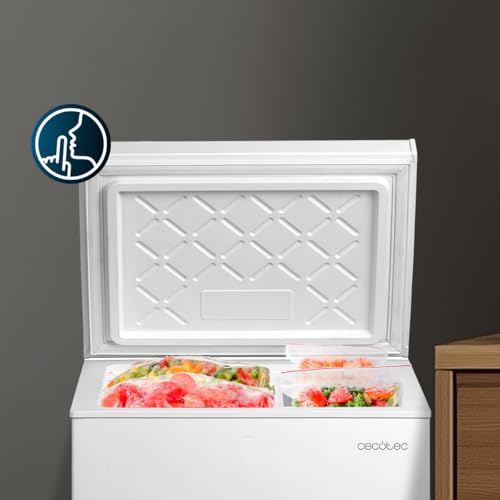 Cecotec Horizontal-Gefrierschrank 99L Bolero CoolMarket Chest 99P Weiß E. Korb mit Griffen, Elektronische LED-Steuerung, UltraContact D-Cool, Dual-Funktion, ZeroG-Tür (80º-30º), Fast Freezing, Kompakt