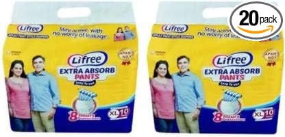 Lifree Adult Diaper Pant Style - XL Set of 2 Packs(10 pcs Each) for Waist Size 35-49 inches (XL)