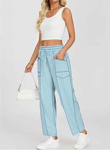 Pantalon decontracte avec poches style barrel chic pour femme moderne