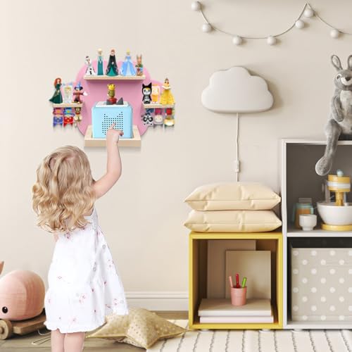 Taladad for TonieBox and Tonie Shelf Cloud,Tonies Storage for 12-20 Tonie Figures Characters Magnetic Wall Shelf for Tonies Toniebox, Charging Station (Pink) by Taladad - Image 3