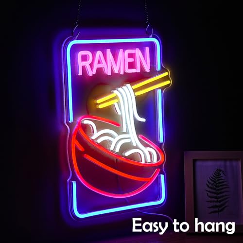 Ramen Neon Sign Noodle Led Neon Lights for Wall Decor Neon Ramen Light up Sign Powered by USB Multi colored Neon Lights for Restaurant Ramen Shop Window(16.5’’X12’’)
