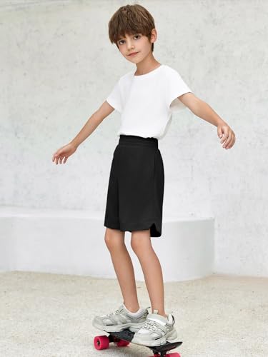 Haloumoning Shorts atléticos para meninos cintura alta elástico desempenho ativo corrida basquete sh