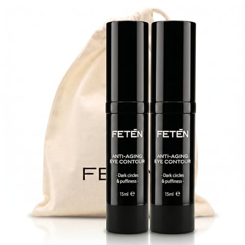 FETEN Contorno de Ojos para Hombre   Crema Antiojeras para Ojeras Oscuras y Bolsas Efecto Inmediato, Sérum Antiarrugas con Vitamina C Anti Párpados Caídos, Tratamiento Despigmentante (Pack 2 Unidades)