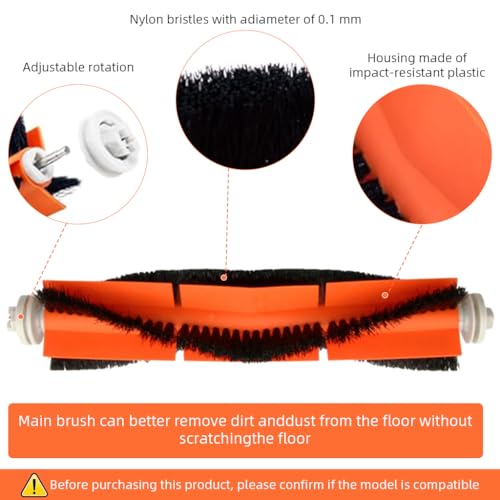 Image of HASTHIP Replacement Vacuum Cleaner Accessories for Dreame D9 Max, with 1 Main Brush, 3 Side Brushes, 2 Mop Cloth, 2 Filters Universal Spare Replacement Accessories for D9 Pro, L10 Pro