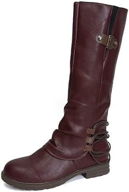 Winter Boots Wide Fit Long Shoes Biker Side Zip Boots length Calf Boots Durability Wedge Ankle Boots Casual Non Slip Pointed Toe Trekking Boots Comfort Extra Comfortable Walking Boots