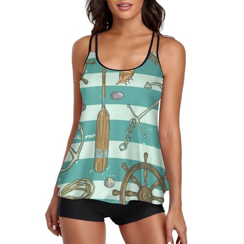 Maillot de bain tankini femme avec short de garçon et robe de plage intégrée