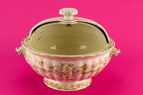 Large Punch Bowl Rotating Lid Leach Patent Aesthetic Movement Gold Antique English Victorian Circa 1880