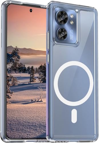 Image of For Motorola Moto Edge 40 Case, Pure Transparent Design Shockproof Scratch Resistant Back Magnetic Compatible Magsafe Clear Case US Military MIL Certified Hybrid TPU Bumper PC Micro Dots No Yellowing