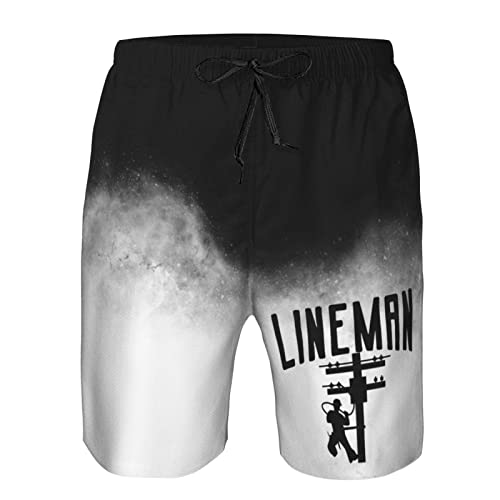 PAUPPY Funny-Lineman-Electrician-Power-Men Swim Trunks Board Shorts Mens Swimming Trunks Beach Shorts Swimsuit Shorts - XX-L White4