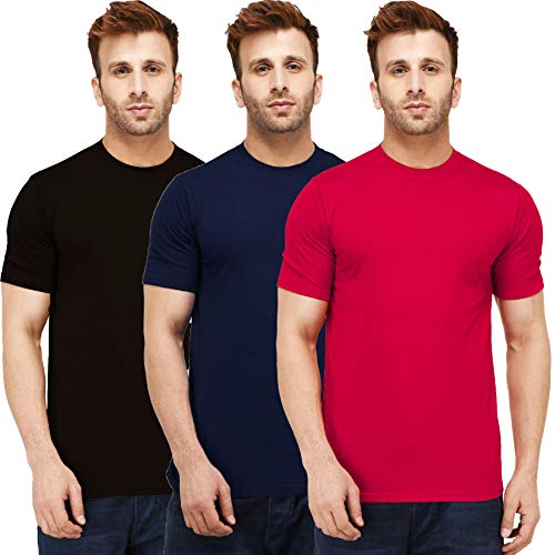 Image of Solid Men Half Sleeve Round Neck T-Shirt (Pack of 3)