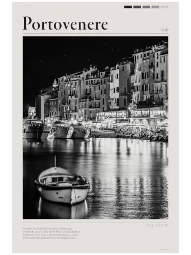 Poster Portovenere Italie noir et blanc A2 | CX-Icons Photo de voyage