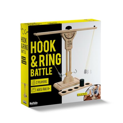 Buffalo Games - Hook & Ring Battle Game – Fast‑Paced Family Party Game | Tabletop Ring Toss for 2 Players Ages 8+ | Head‑to‑Head Dexterity & Skill Game Night Fun