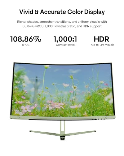 Image of Pixio Two PXC248WAVE Mint Green 24 inch 200Hz Refresh Rate FHD 1080p Resolution 1500R Curve Fast VA Panel 1ms GTG Response Time HDR Curved Gaming Monitor and PS1D Wave Mint Green Monitor Arm