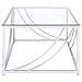 Coaster Home Furnishings - Lille - Glass and Metal - Rectangular Coffee Table with Clear Glass Top, Chrome Base and Curved Accents - Living Room - 47-Inch - Chrome - 720498