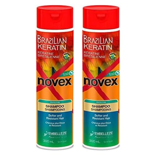 Novex Queratina Brasileña, Champú - 300 ml. (Paquete de 2)