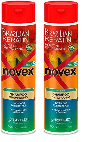 Novex Queratina Brasileña, Champú - 300 ml. (Paquete de 2)