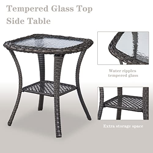 Belord Swivel Rocking Patio Chairs - 3 Pieces Patio Wicker Furniture Sets, Outdoor Wicker Swivel Rcoker Chairs Includes 2 Rocking Swivel Chair And 1 Side Table #TOP7