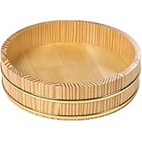 Arfobug 寿司樽、白木金縁寿司樽、天然木製、天然色炭化寿司樽、寿司桶、手作り木製樽、高級寿司、ビビンバ木製桶、サイド桶、ビビンバ木製皿、刺身皿、アイストレイ、日本料理、ひな祭り料理、盛り付け皿、船上料理装飾、宴会、パフォーマンス、高級、高級レストラン (24cm ナチュラルカラー)