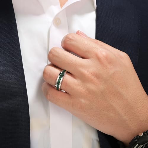 Emerald Ring For Men Eternity Wedding Band 925 Sterling Silver 19 Emerald Cut Gemstone Promise Ring For Him Size 7-142