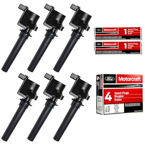MAS Set of 6 Ignition Coil DG500 & 6 Motorcraft Platinum Spark Plugs AGSF32PM SP493 Compatible with Ford Mzda Tribute Mercury 3.0 V6 DG513 C1458 FD502 C1387 FD495