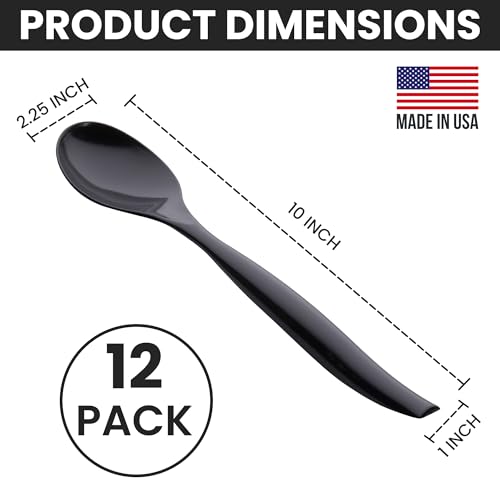 C&S Event Supply Co. 10" Plastic Serving Utensils, Disposable Plastic Serving Spoons, Reusable, Disposable, For Weddings, Catering, Buffets, Parties and Events, Bulk 12 Pack - Black - Image 4