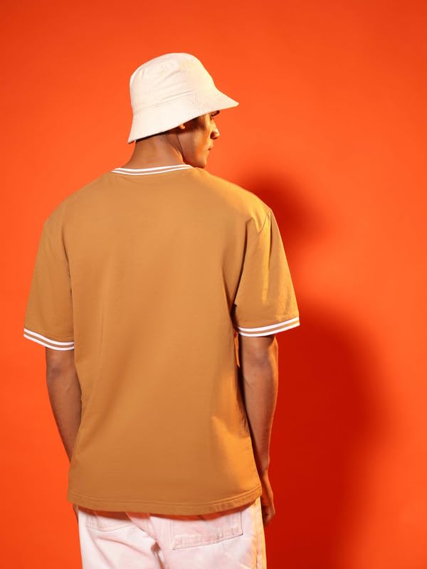Image of SUBTRACT Round Neck Oversized T Shirt for Men | 100% Organic Cotton Oversized Tshirt | Contrast Rib Details & Comfort Fit