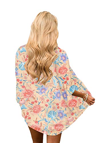 Image of CASURESS Women's Cardigan-Sheer Kimono Loose Summer Floral Print Cover Ups