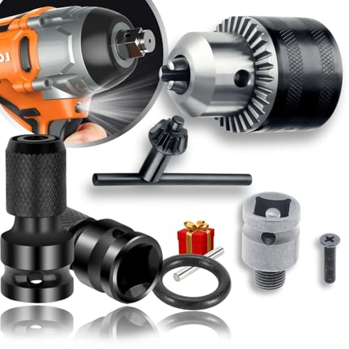 Kit Mandril com Chave + 2 Haste Soquete Adaptador Quadrado Chave De Impacto 1/2Pol Bits 1/4 Engate R