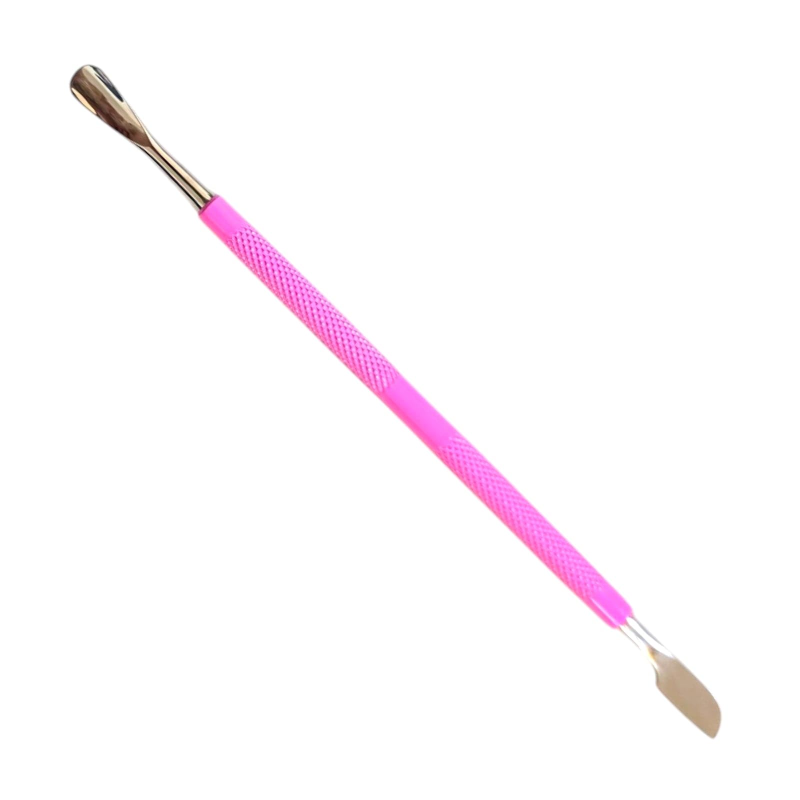 Professional Cuticle Pusher and Nail Cleaner, Double-Ended Stainless Steel Tool with Pink Handle - Image 2
