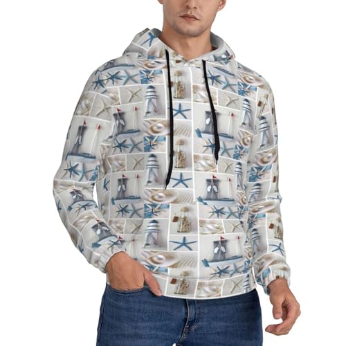 Sweat à capuche bouteille et motifs marins homme - Hoodie imprimé graphique