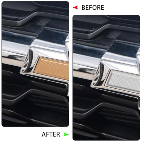 Image of QianBao Compatible with Carbon Fiber Vinyl Wrap 11.8 inch x 4 inch Chevy Bowtie Emblem Wrap Kit with Spatula and Cutter 3 Pcs Universal Logo Overlay White