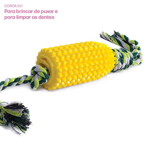 Brinquedo Cachorro MADOG Milho Mordedor Borracha com Corda