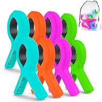 QOPAHI 8pcs Towel Clips for Sun Loungers Large Strong Grip Clothes Pegs Non-Slip Towel Pegs for Sun Lounger Washing Line Laundry Pool Chairs Sunbeds, with Drawstring Organizer（4 Colors）