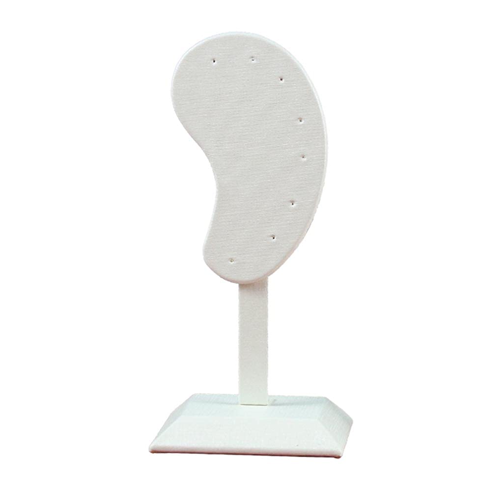 DANLINI Earring Holder, Fashion Ear Shaped Earring Display Stand Microfiber Earring Holder Ear Clip Stud-White, 7.5x7.5x17cm/2.95x2.95x6.69in