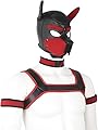 jecrizy 4 Sets Neoprene Puppy Hood Animal Head Mask Novelty Costume Dog (Hood Mask + Collar + Armband + Harness) (Large, Red)