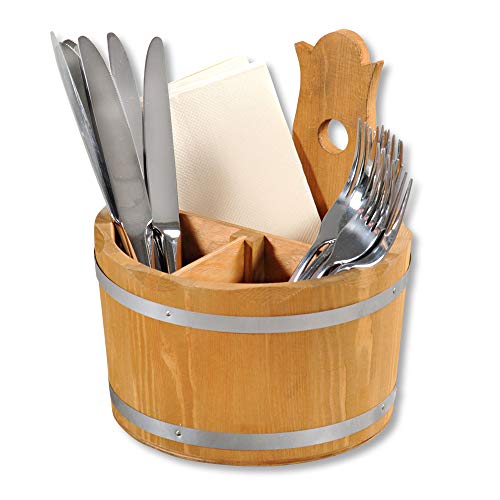 Wooden Cutlery Holder, Height: 20 cm, Depth: 18 cm, Braun, 20 centimeters - Image 3