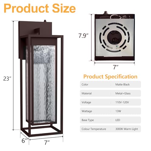Lawyettle 23INCH LED Dusk to Dawn Outdoor Light, Brown, Waterproof by Lawyettle - Used condition - Image 8
