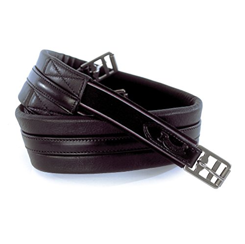 Sangle en cuir véritable Rhinegold 48" noir pour équipement équestre