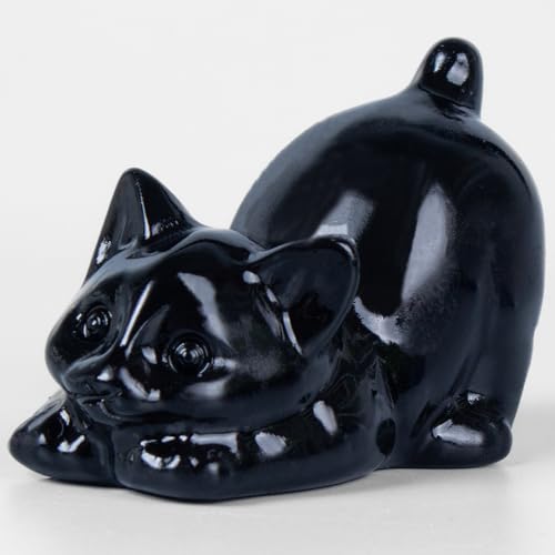 Figura de Gato de Obsidiana Negra de 2 Pulgadas