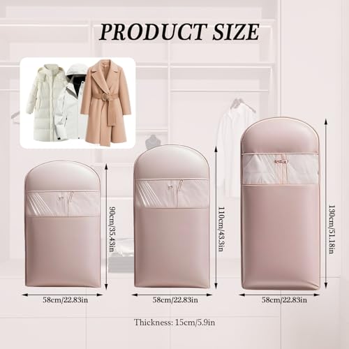 Space Saving Hanging Garment Bag with Self Compression Zipper - Dust Proof Protector for Down Coat, Coats, Suits & Seasonal Clothes | Closet Storage Organizer2