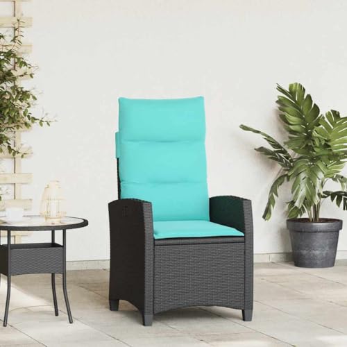 Mhdvray Reclining Garden Chair Black Rattan Foldable 22.8x25.6x37 in, Adjustable